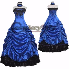 Adult Sleeveless Blue Lolita Gothic Dress Costume Cosplay Women’s Halloween Carnival Costume Party Dress Cosplay Custom Made