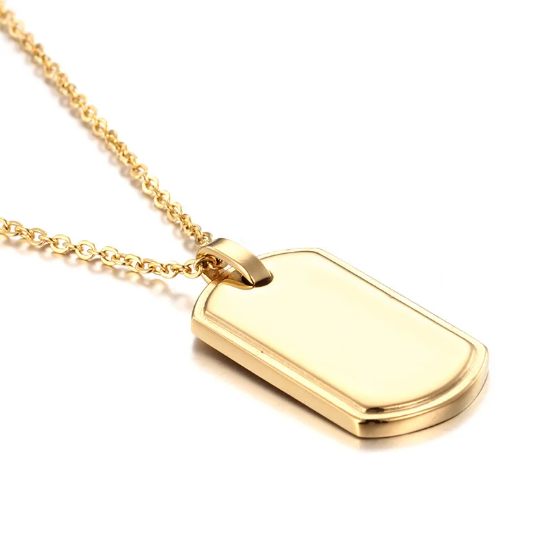 2017 High Quality Stainless steel Dog Tag Army card Pendant Necklace Gold with chain 24''in