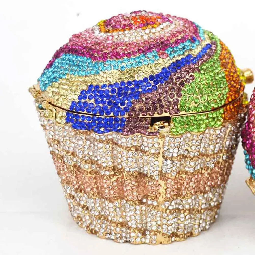 Копия дизайнерский торт Роскошные клатчи Кристалл бриллиантовые вечерние сумки браслет женские цепи мини сумки Свадебный Кошелек A30 - Цвет: Серый