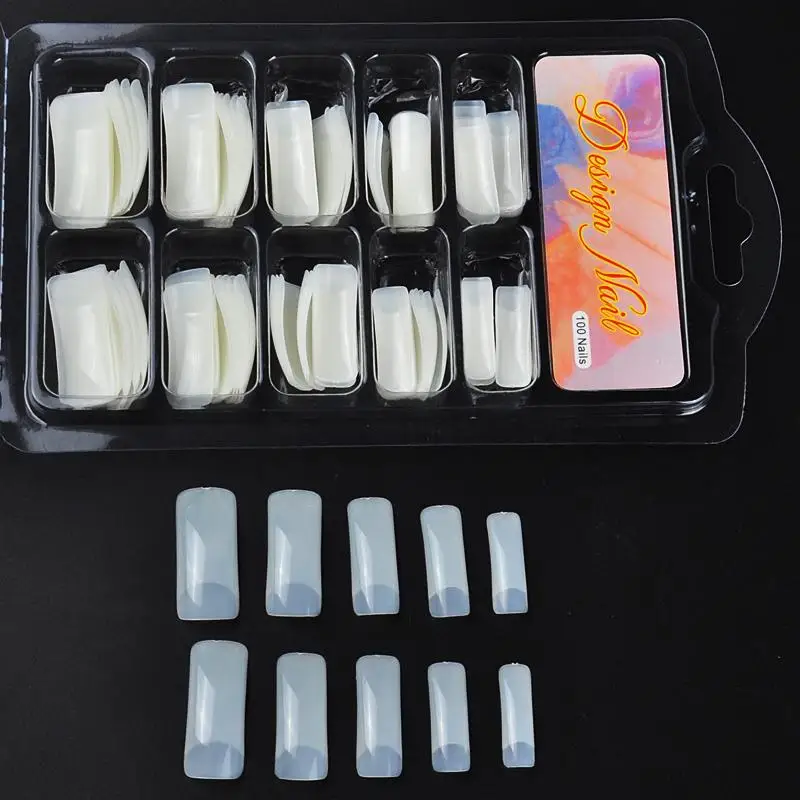 100Pcs Natural False Nail Art Tips Acrylic Art Manicure Kits Nail Toolsin False Nails from