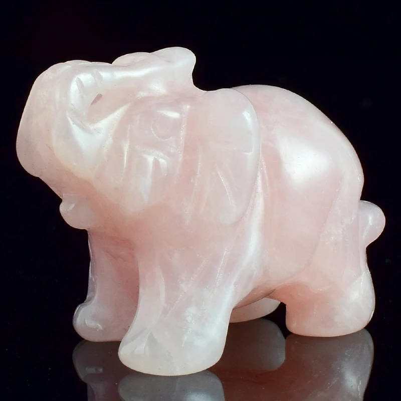 Carved Mini Elephant Crystal Figurine Healing Craft Home Ornament HY 
