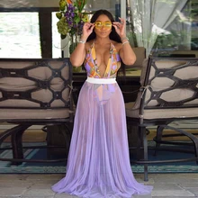 Сексуальная черная сетка длинные юбки летние пляжные женские прозрачные макси юбки женские с высокой талией вечерние Клубные прозрачные плиссированные юбки