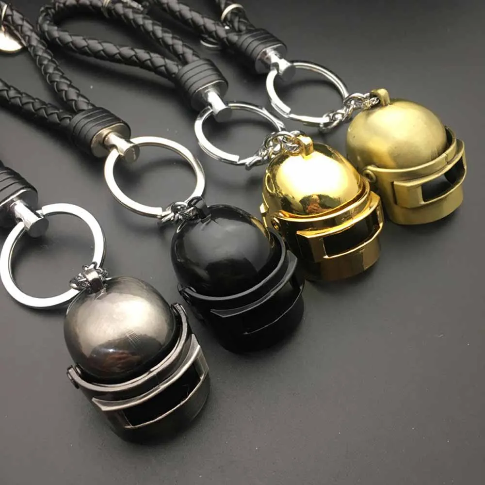 

PUBG Helmet Set Keychain Battle Ground Helmet Black Weave Rope Pendant Keychain Jewelry FPS Game Fans Gift Llaveros Mujer Brelok