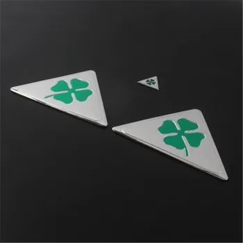 

For Alfa Romeo Quatrefoil Green Delta For Alfa 147 156 166 159 GT Car Side Splash Guard Emblem Badge Sticker Aluminum+PVC 3Pcs