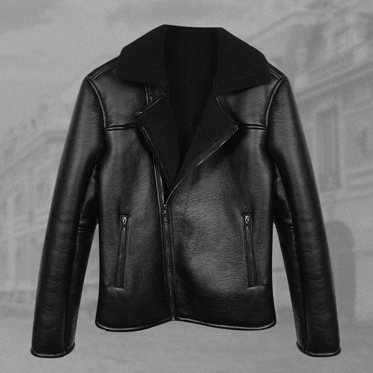Мужской меховые теплые черные молнии мягкая кожаная куртка байкеры мотоциклетная кожаная куртка Тонкий Повседневная Верхняя одежда брендовая куртка F8296