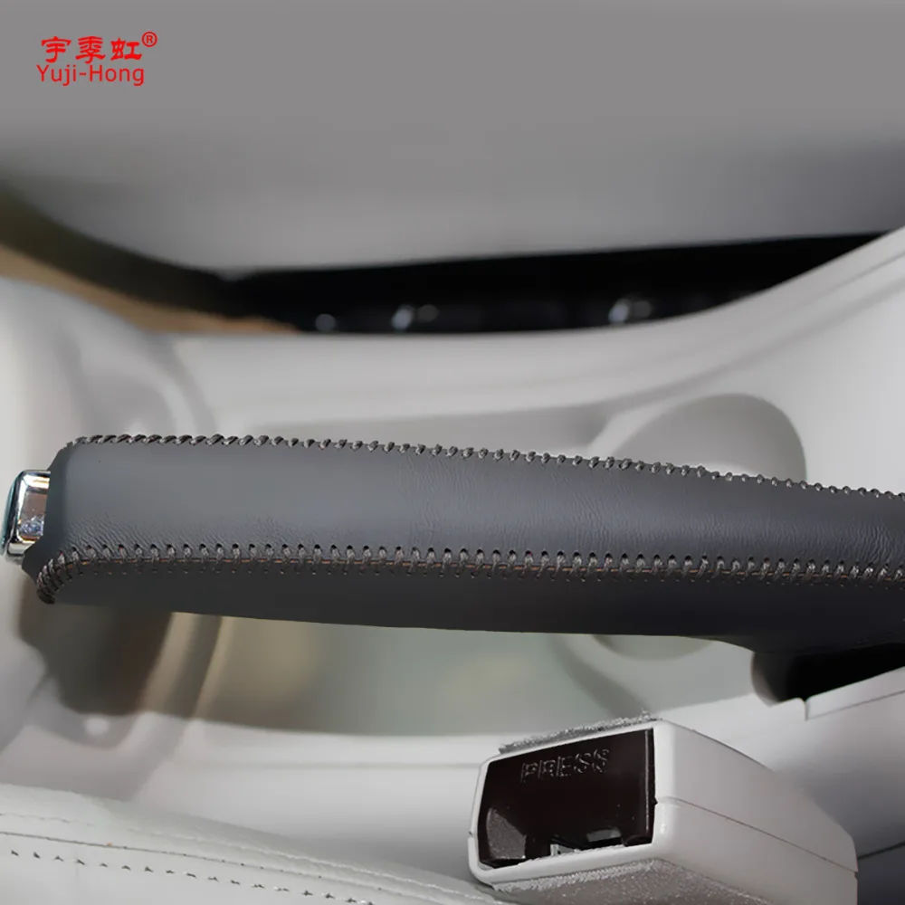 Yuji-Hong Car Handbrake Covers Case for Citroen C4 C-Quatre 2011 Auto Handbrake Grips Genuine Leather Cover