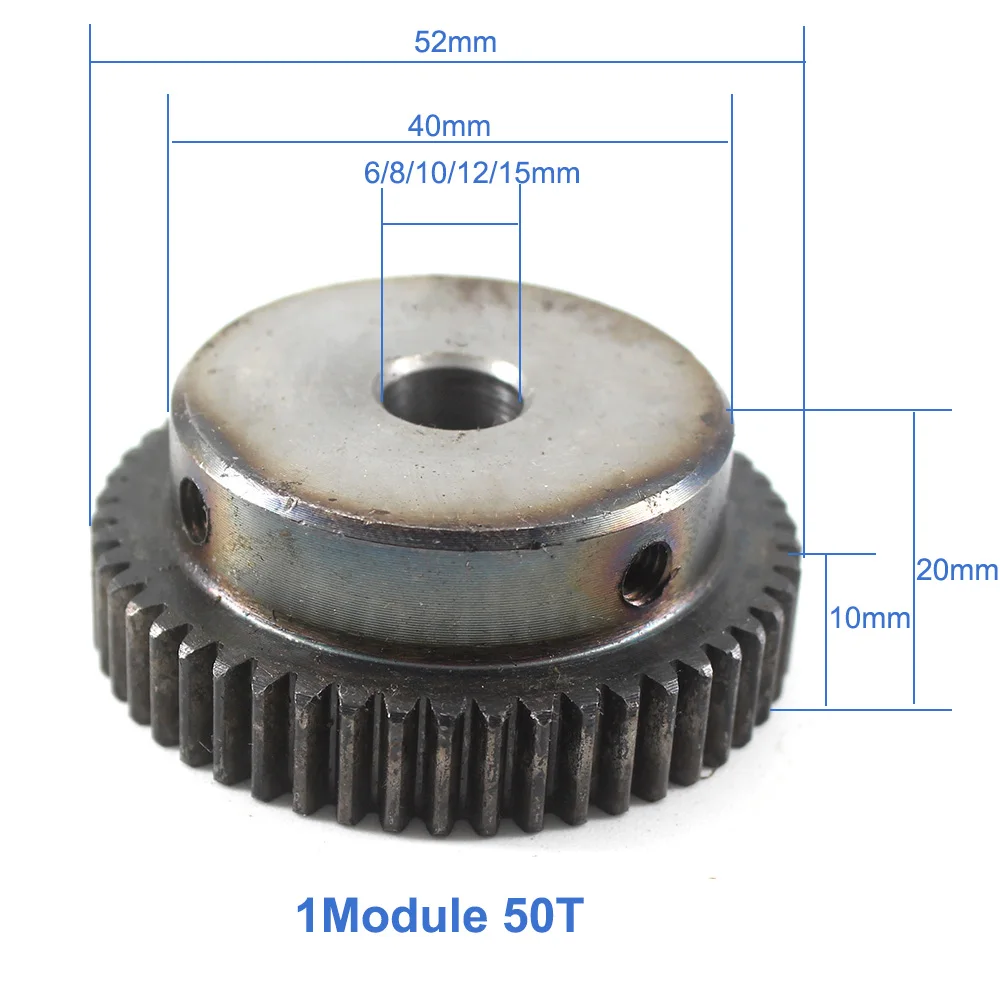 Металлические зубчатые колеса 1 Модуль 50 лет 45 Сталь прямозубая Шестерня 6/8/10/12/15 мм диаметр 1 плесень 50 зубов металлические зубчатые колеса шкив
