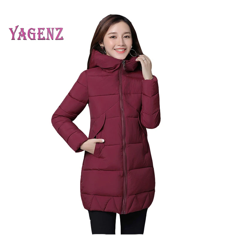 

Winter Women's Cotton Jackets 2018 High Quality Long Section Thick Warm Jacket Women's Solid Color Hooded Plus Size Down Jackets