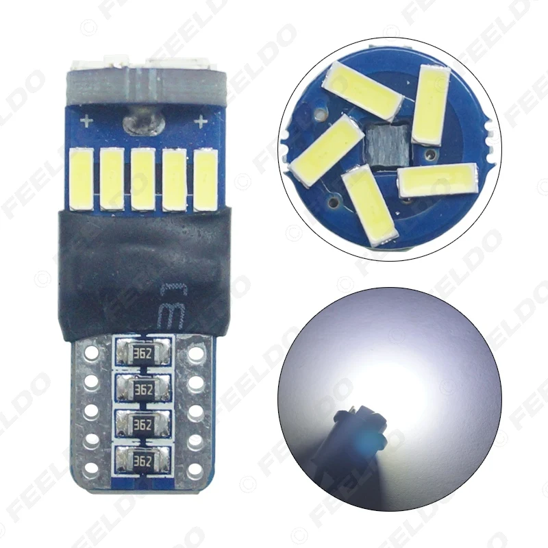 FEELDO 2шт DC12V ~ 16В 6000 6500K белый 15SMD 4014 T10 клиновидный объектив СВЕТОДИОДНЫЙ светильник
