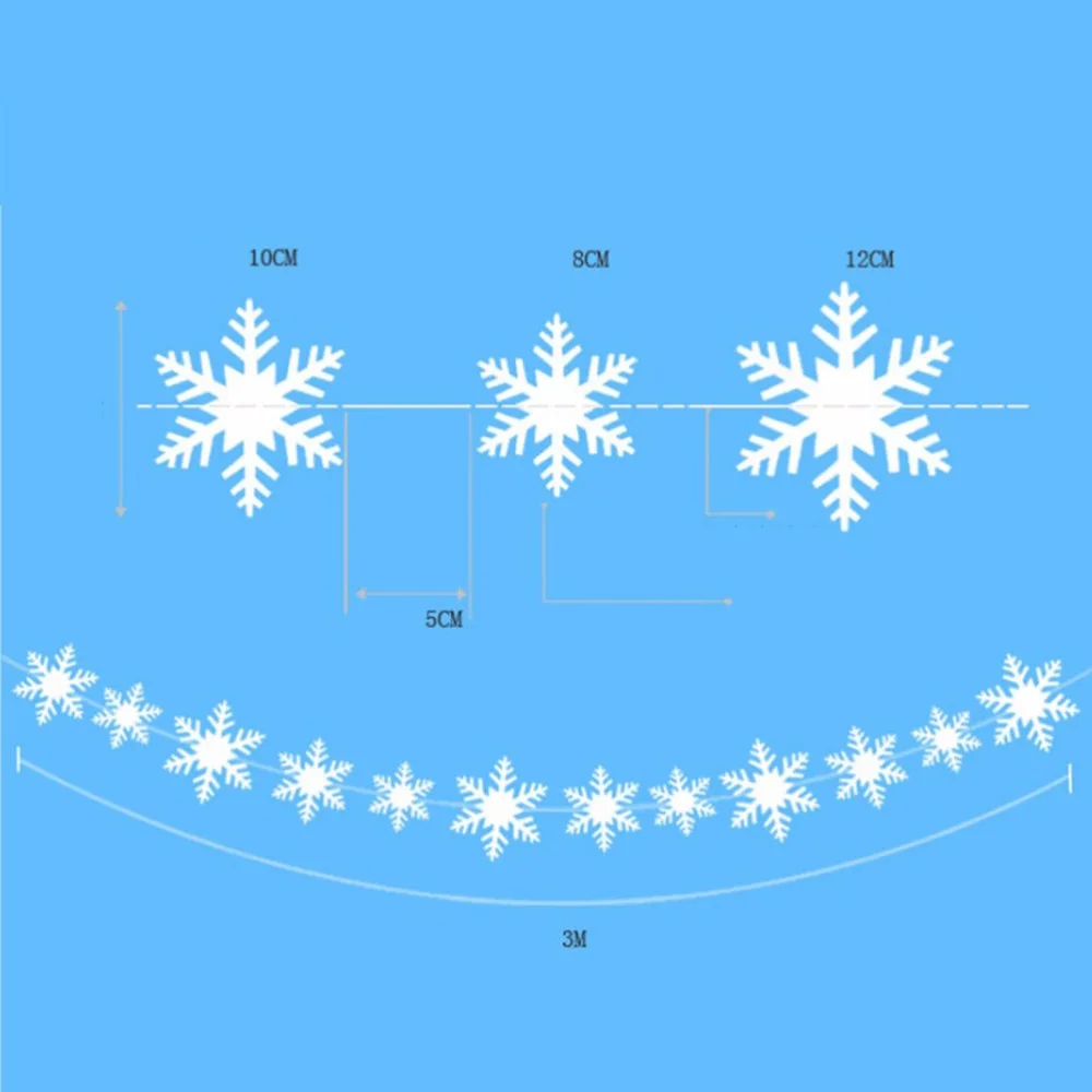Frozen Party Supplies 3M Silver Snowflake Shape Paper Garland Christmas Wedding Decoration Scene New Year Decor