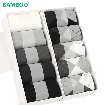 

10 pairs Summer Men's Bamboo Fiber Socks For Men Business Casual Dress Socks Cotton Male High Quality Black Socks Long For Gift