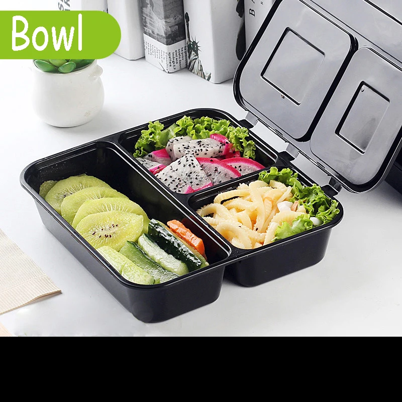

Disposable Lunch Box Take-out Package Bag Restaurant Shop Salad Packing Tools Nontoxic Black Breakfast Box Tools Fast Food Tray
