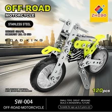 INKPOT 120PCS Metal Off Road Motorcycle Assembly Model Building Blocks Technic Series DIY Eduactional Toys Gifts for Boys