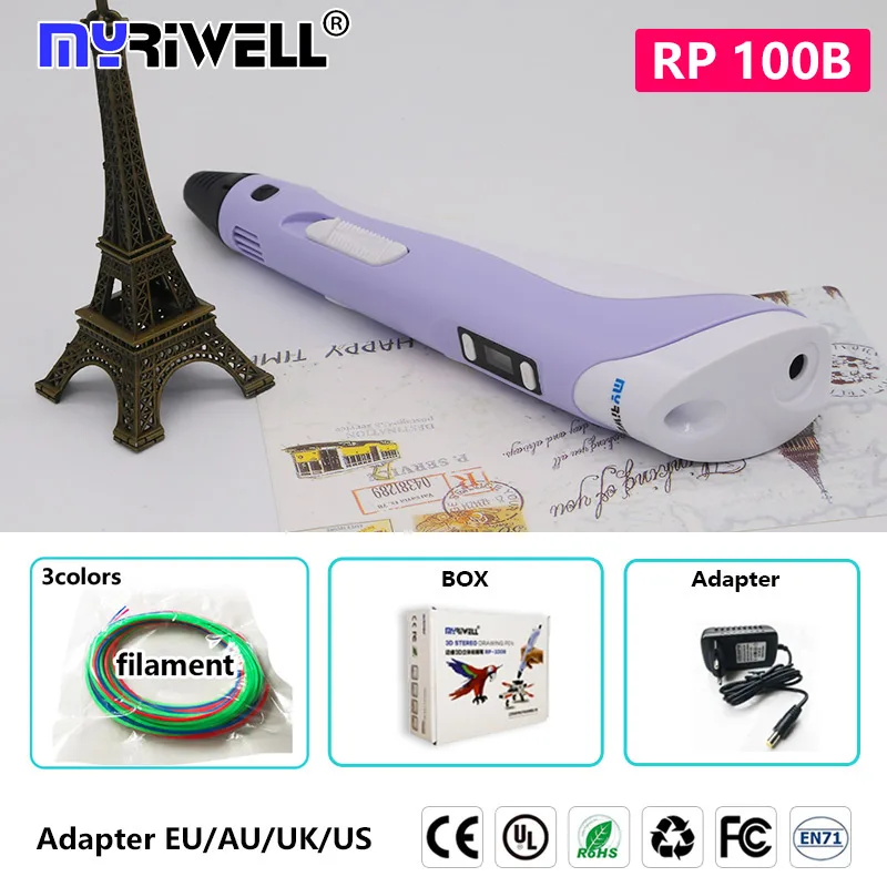Ручка myriwell 3d rp 100a 100b 1 75 мм abs filamen pla пластиковая 3 d печатная ручка умный детский