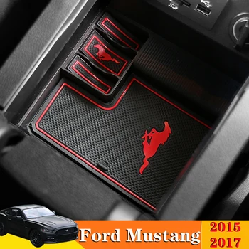 

12X Car Accessories Inner Gate Slot Pad Non-Slip Cup Mats Anti Slip Door Groove Mat Interior For Ford Mustang 2015 2016 2017