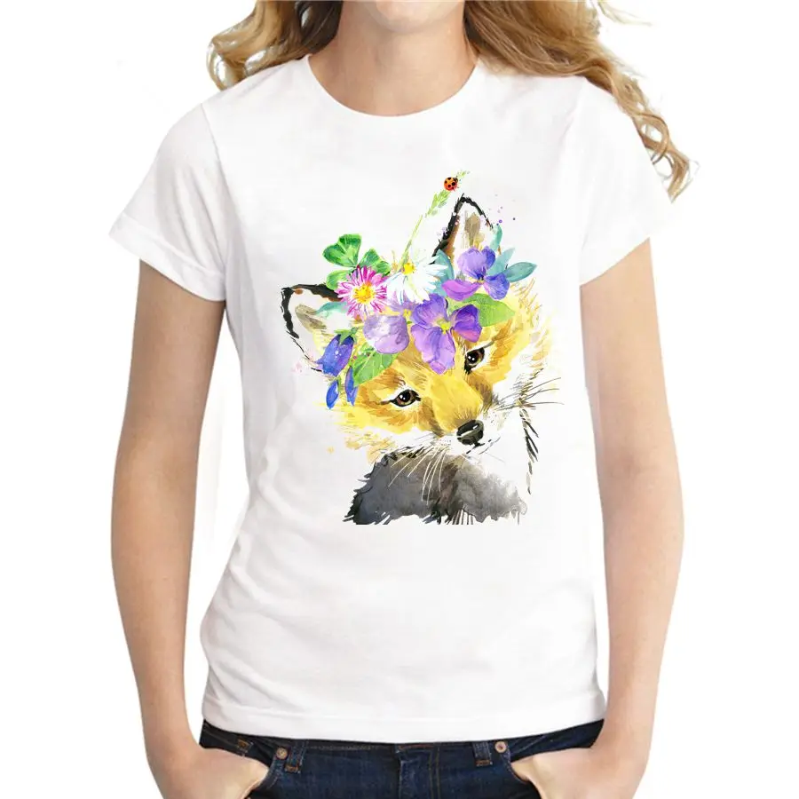 Asian Size Funny T Shirt Short Sleeve Novelty Cool Tee Fox Printed Casual T-shirt Fashion Tops For G