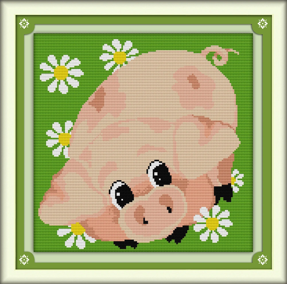 DIY Embroidery Cross Stitch Kit A cute pig family decorative patterns