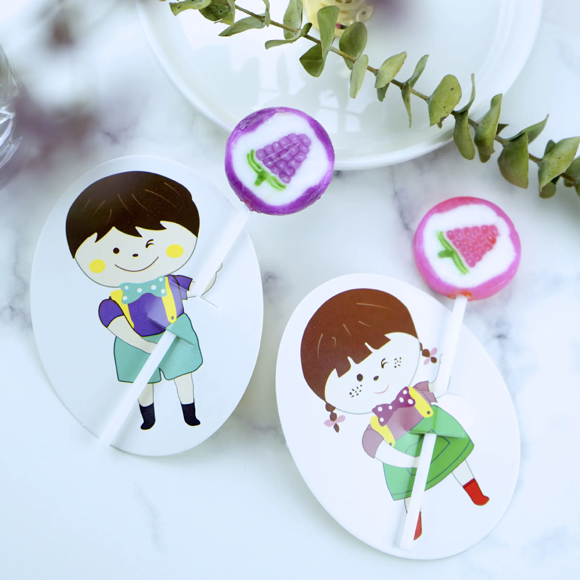 50pcs Candy Lollipop Decoration Gift Cute Boy Girl Design Lollypop Card Lovely Props For Kid's Birthday Party Accessories | Дом и сад