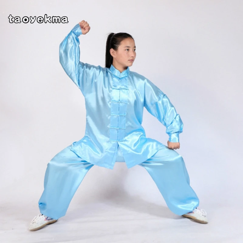

Long Sleeve Traditional South-Korea Rayon Material Suit Chinese Kung Fu Tai Chi Uniform Spring Autumn Shirt Pants for Men Women