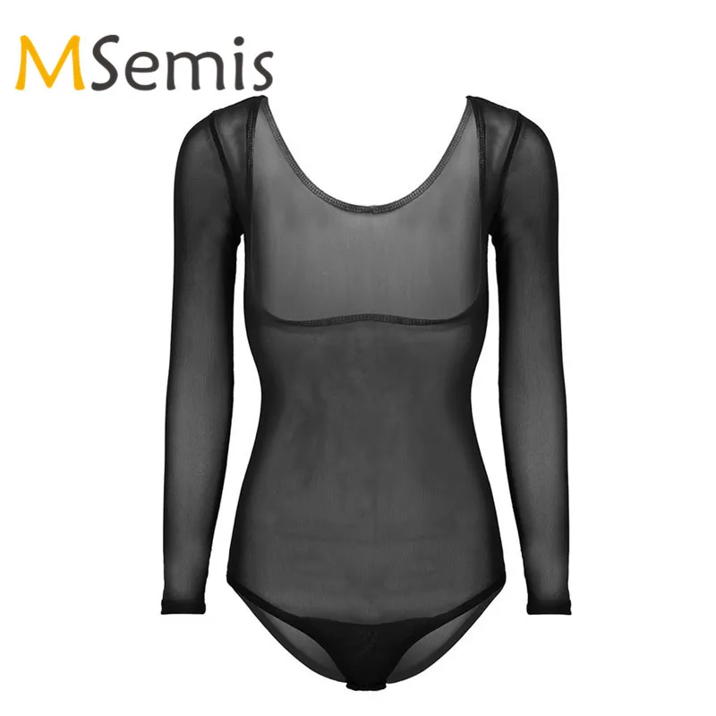 

Womens Belly Dance Bodysuit Thong Leotard Bodysuit for Belly Bodystocking Mesh See Through Bust Opened High Cut Ballet Bodysuit
