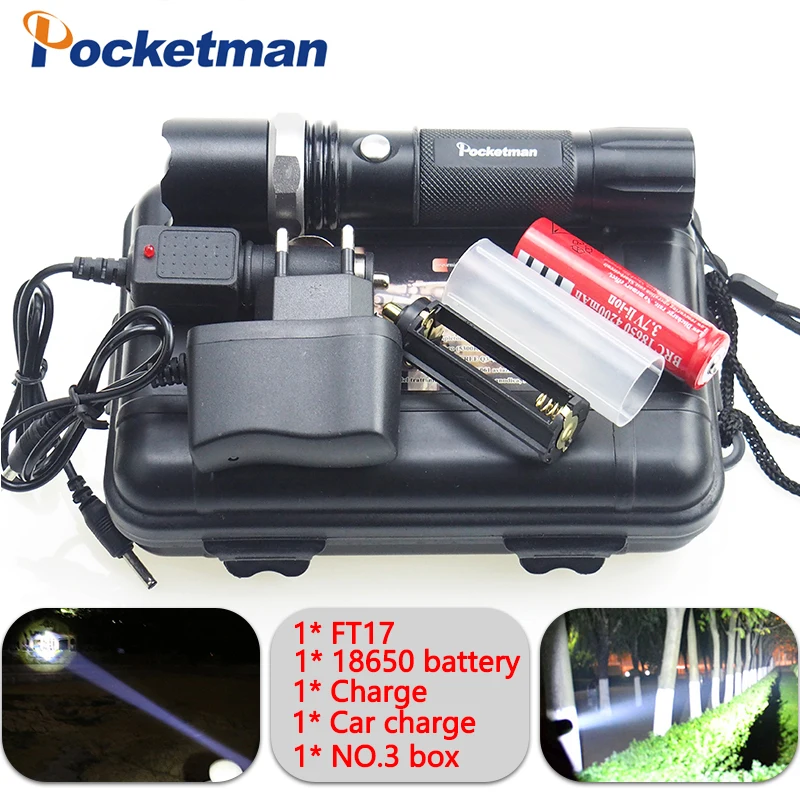 

4000LM LED Flashligh XM-L T6 linterna led Waterproof Zoomable zaklamp Torch 5 modes 18650 Rechargeable Battery or AAA zk93
