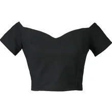 Весеннее Новое поступление, черная футболка с v-образным вырезом, женский летний воротник без бретелек, короткий параграф, тонкий элегантный ретро короткий топ