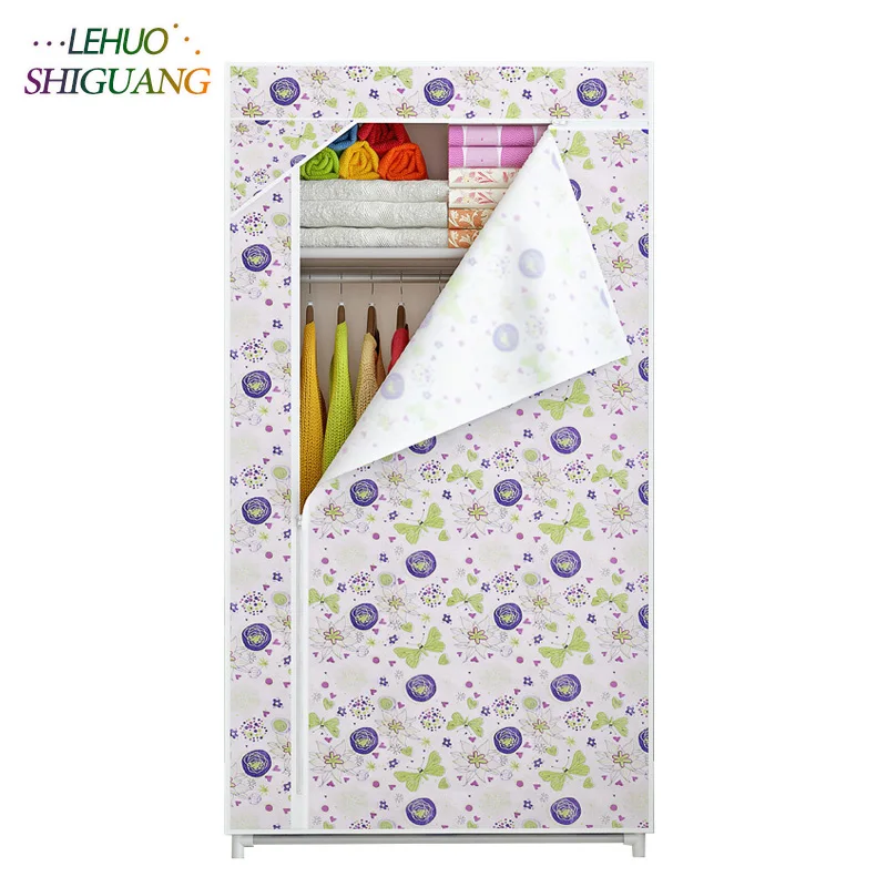 

Dormitory single wardrobe Non-woven Fabric Steel frame reinforcement Standing clothe Storage Organizer cabinet bedroom furniture
