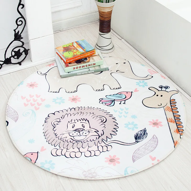 Cartoon Animal Round Area Rug for Kids Room Children Bedroom Fresh Style Non-Slip Living Room Carpet Computer Chair Floor Mat Cartoon Animal Round Area Rug for Kids Room Children Bedroom Fresh Style Non-Slip Living Room Carpet Computer Chair Floor Mat
