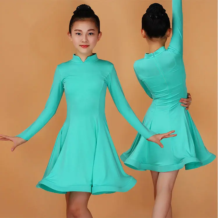 

2019 New Girl Latin Dance Dress 7color Red/Green/Blue Child/Kid Fitness Children Samba Chacha Rumba Girl Dancing Skirts