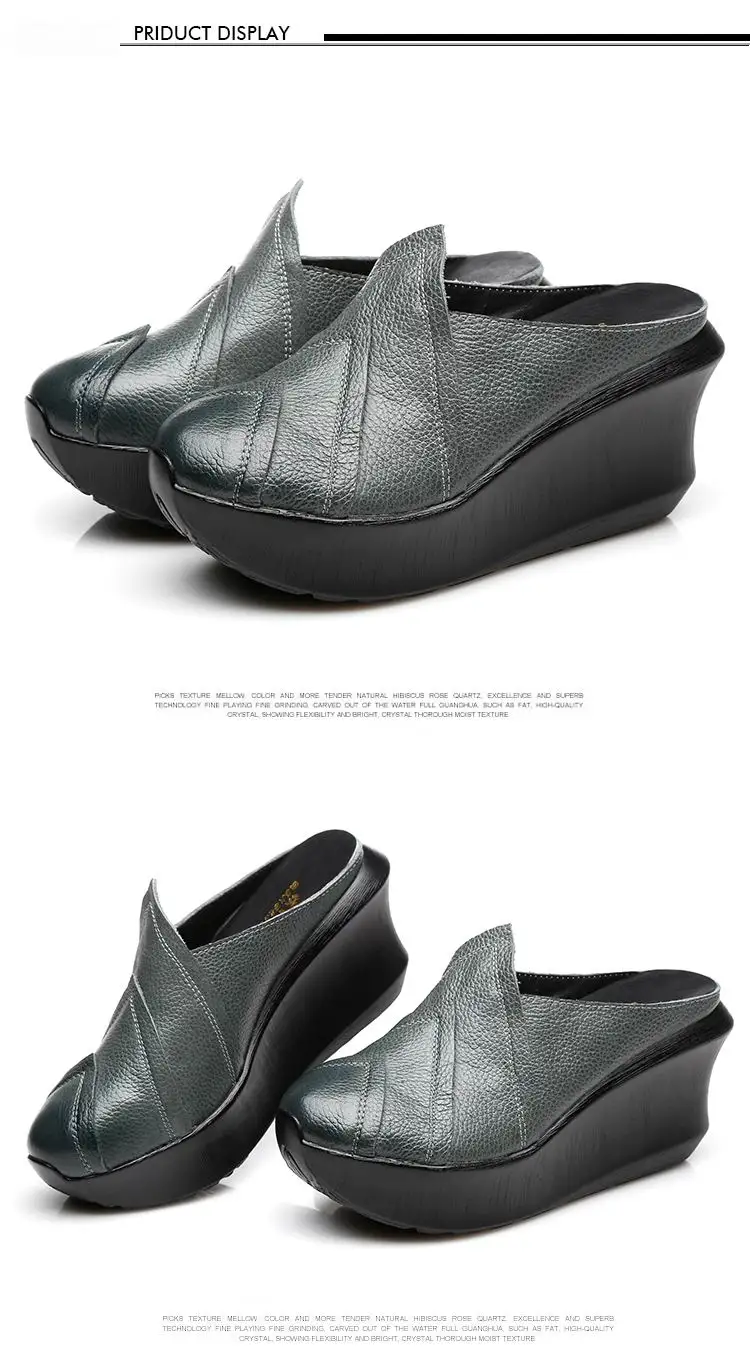 GKTINOO/ женские шлепанцы из натуральной кожи; летние туфли на танкетке и высоком каблуке 8 см; женские кожаные шлепанцы ручной работы на платформе в стиле ретро