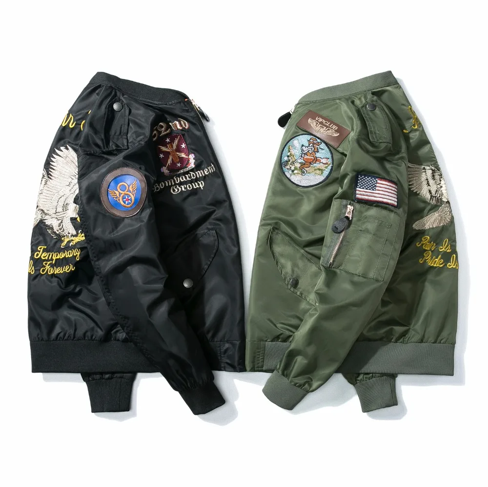 ВВС Fly Flight Bomber Jacket Вышивка Демисезонный Ретро Классический Для мужчин куртка пальто