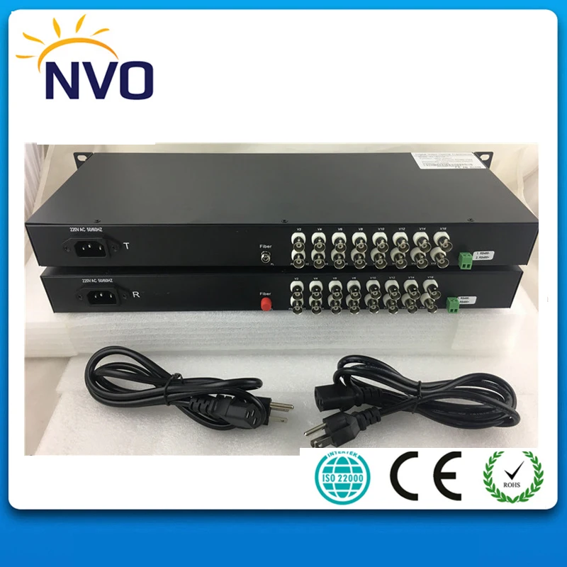 

16ch 1U Rack Digital Video Optical Transceiver Single Fiber,SM Fiber optic Video Converter,FC 20KM,Amercian Charger