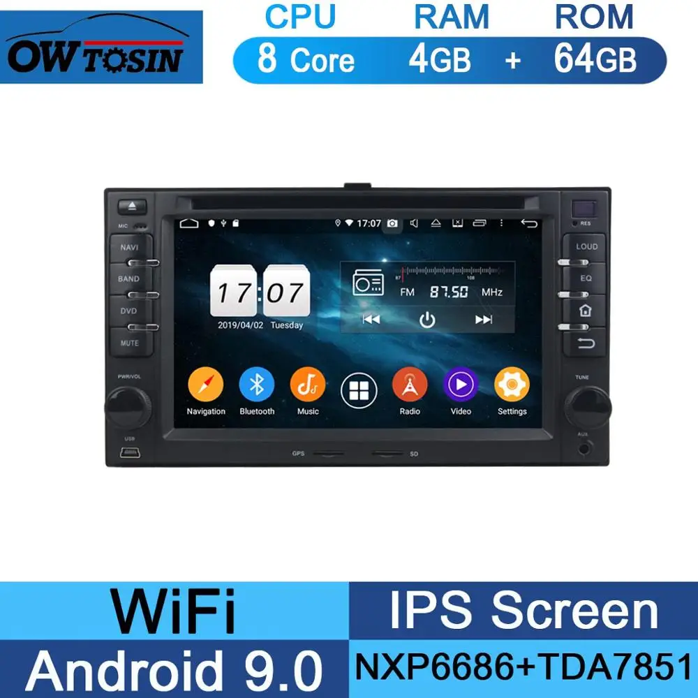 6" IPS 8Core 4G+64G ROM Android 9.0 Car DVD Player For Kia CEED Cerato Carens Carnival Lotze Morning Rio Optima DSP Multimedia - Цвет: 64G