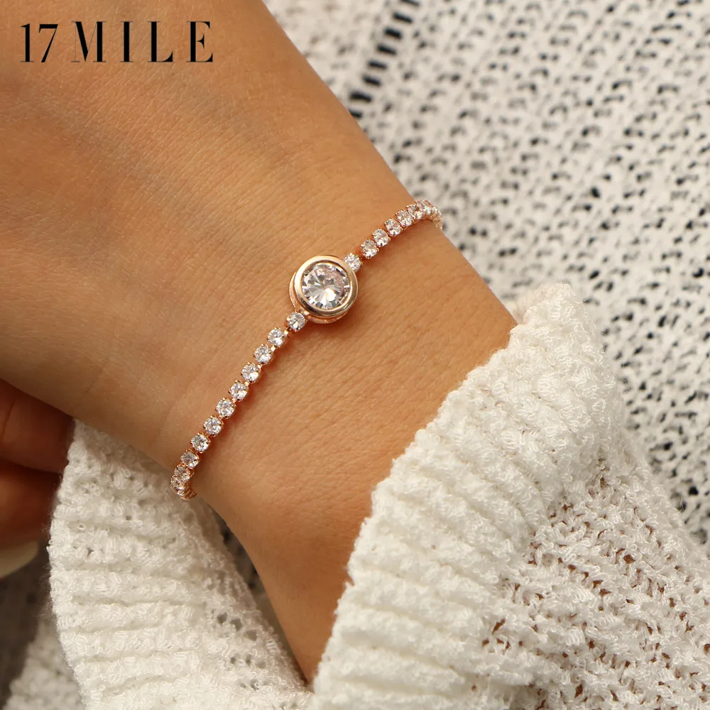 

17MILE Fashion Crystal Round Bracelets For Women Rose Gold Silver Color Cubic Zirconia Charm Bracelet & Bangles Jewelry Gifts