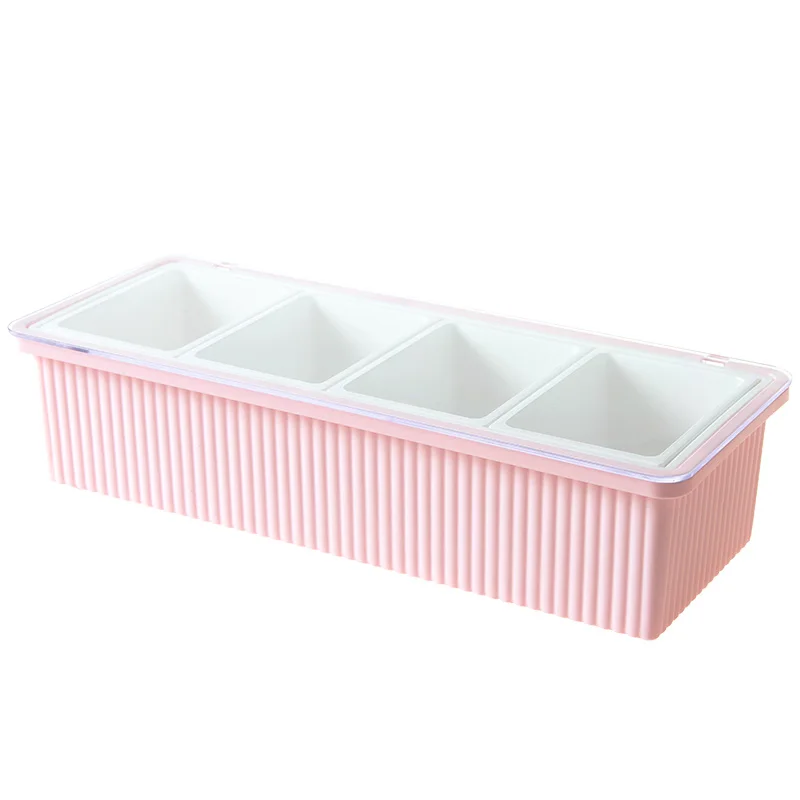 

BF040 Kitchen Seasoning Box 4 Grid Seasoning Storage Box Multi-compartment Combination Spice Storage Box Kitchen Supplies