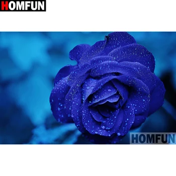 

HOMFUN Full Square/Round Drill 5D DIY Diamond Painting "Blue flower" 3D Embroidery Cross Stitch 5D Home Decor A16009