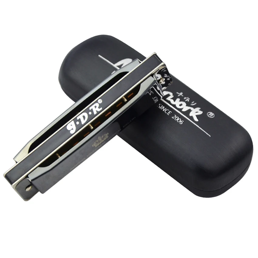 Instrumento de Vento Presentes para Crianças Gaita Diatônica Buracos Harpa Blues Preto Profissional Boca Órgão c Chave Adultos Jdr 10 - Image 3