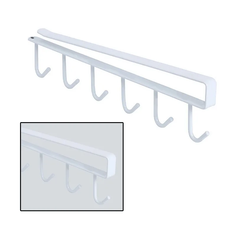 

6 Hooks Kitchen Storage Rack Holder Hang Kitchen Cabinet Multifunctional Home Accessories Cooking Tools Towel StorageA