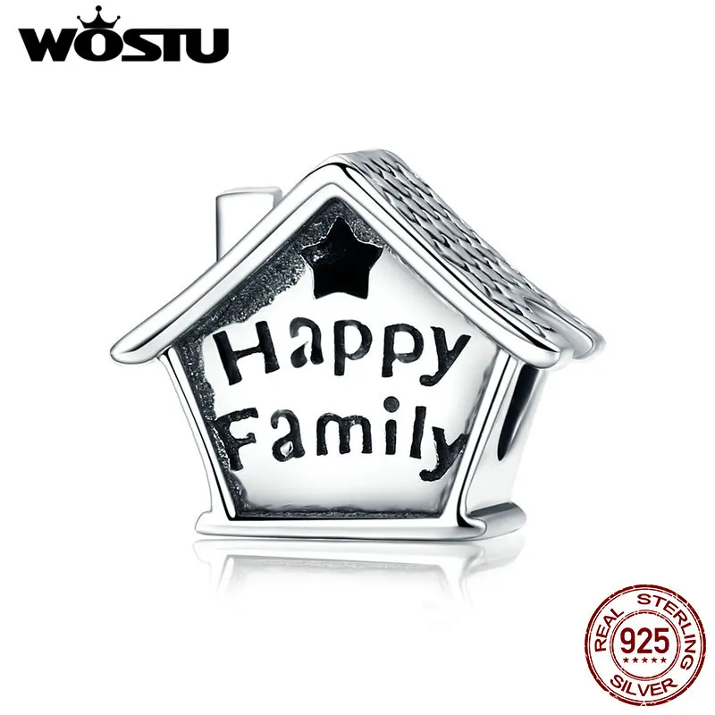 

WOSTU Hot Sale Pure 925 Sterling Silver Happy Family Home Time Beads Fit Original Charm Bracelet DIY Jewelry Fashion Gift CQC758