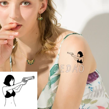 

Waterproof Temporary Tatoo Sticker Fake Tattoo Gun Girl Old School Tatouage Flash Tatto Hand Shoulder Tattoos Stickers For Women