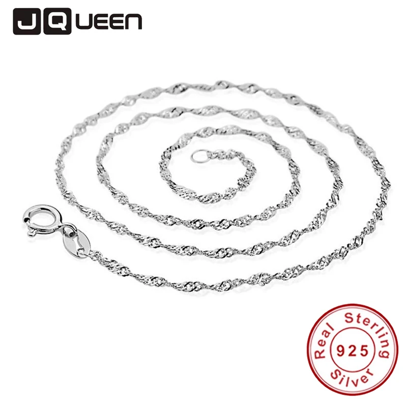 

JQUEEN 3 Sizes Available Real 925 Sterling Silver Water Wave Chain Necklace Pure S925 Luxury Fine Jewelry Necklace 40CM 45CM