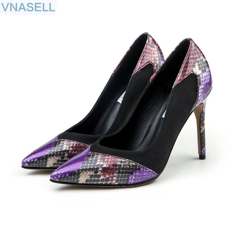 

19 spring and summer new net red pointed fine high medium and low with color matching light wild fashionl women's shoes