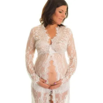 

Pregnant Women Lace Fashion Long Sleeve Sexy Evening Party Dress Vestido Embarazada Para Fotografia Comfortable Dress Pregnant