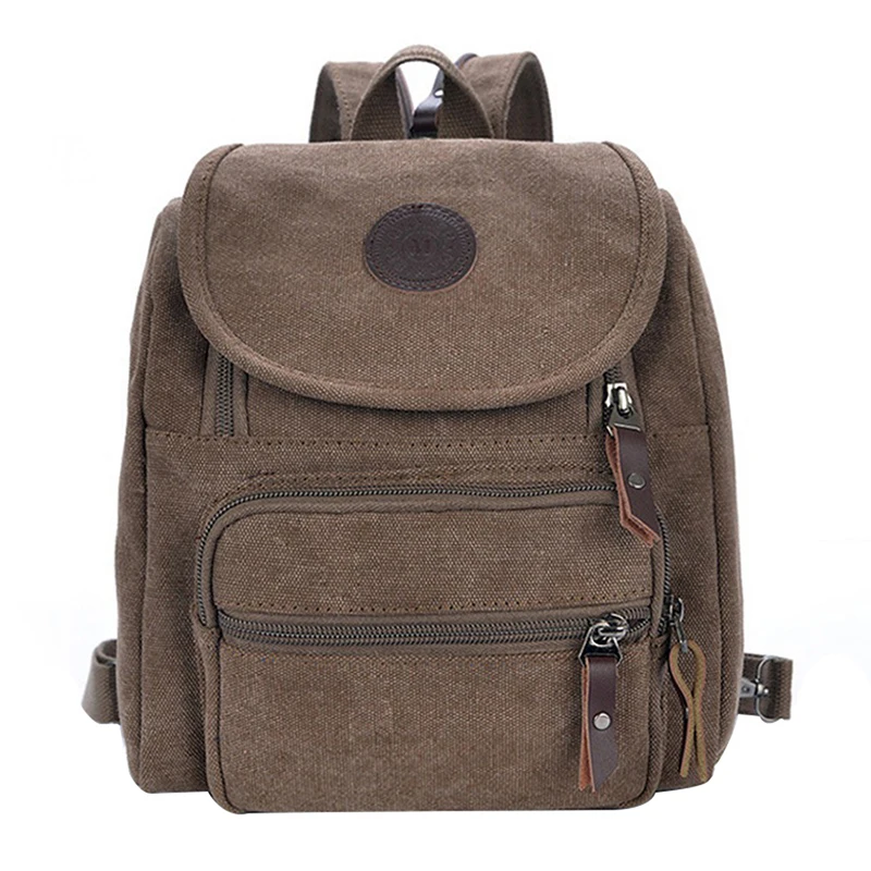 

Fashion Canvas Women Backpack School Bag Small Student Bag Female Shoulder Bag, Brown