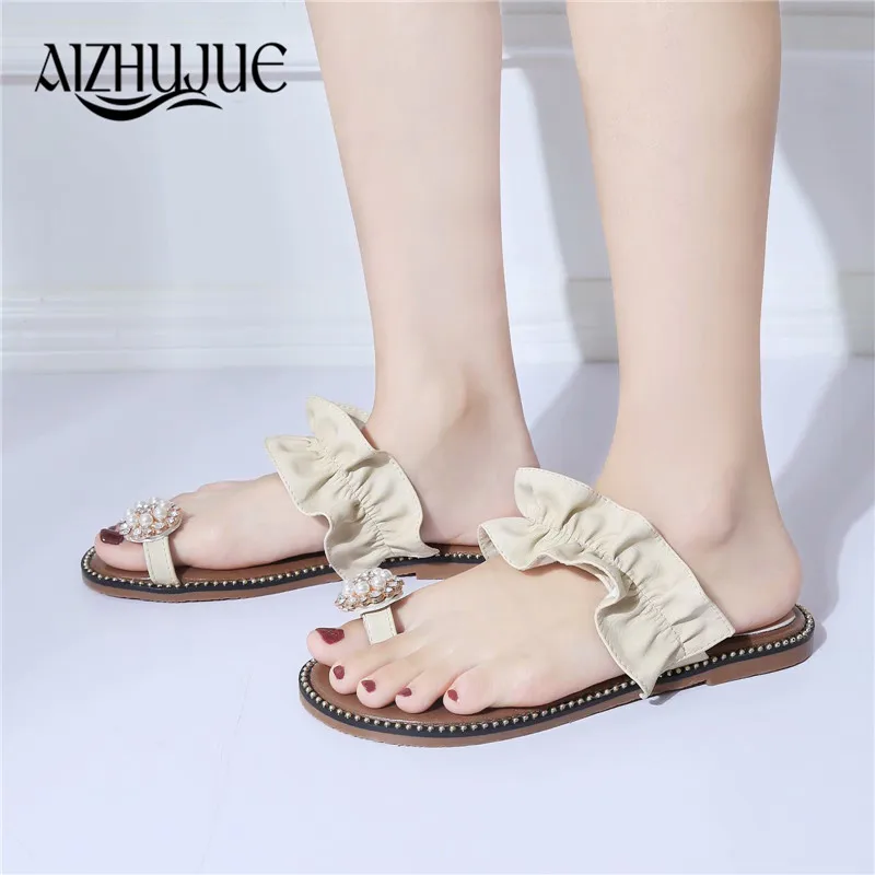 AIZHUJUE модные женские туфли тапочки Bling брендовые шлепанцы без каблука