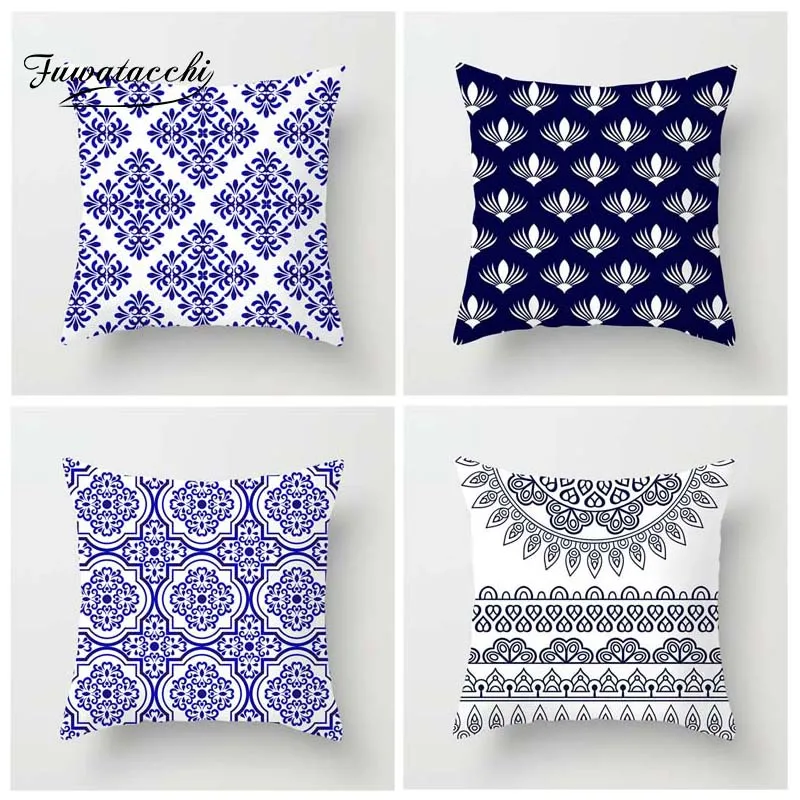 

Fuwatacchi Japanese Style Cushion Cover Cloud Fan Geometric Pattern Striped Pillow Cover Living Room Sofa Decoration Pillowcase