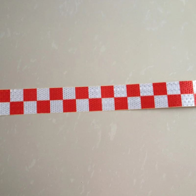 Red and Silver Square Safety Reflective Warning Self Adhesive Tape Sticker for Road Way Street Stage Width 5cm 2" | Дом и сад