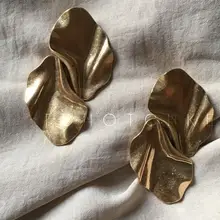 Вечное чудо Ретро geo Чеканные серьги-гвоздики в виде листьев вечерние в стиле панк подарок Bijoux runway Топ редкий уникальный диск большой 7722