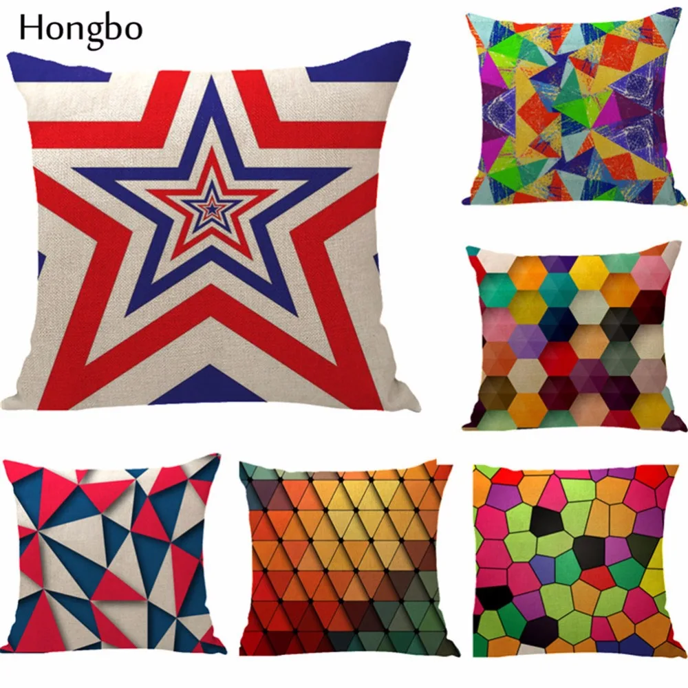1 Pcs Geometry Pillowcase Cover Triangl Stars Printed Cotton Pillows Cases Bedroom Home Office