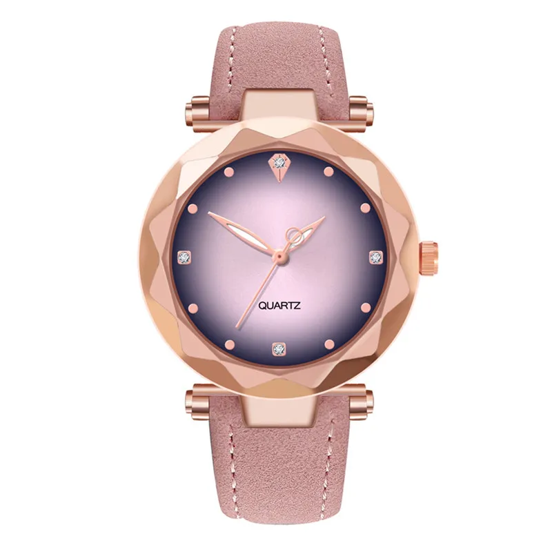 Кожа стразы кварцевые наручные часы минималистичные женские часы reloj mujer zegarek damski reloj Женские часы бестселлеры# L - Цвет: Pink